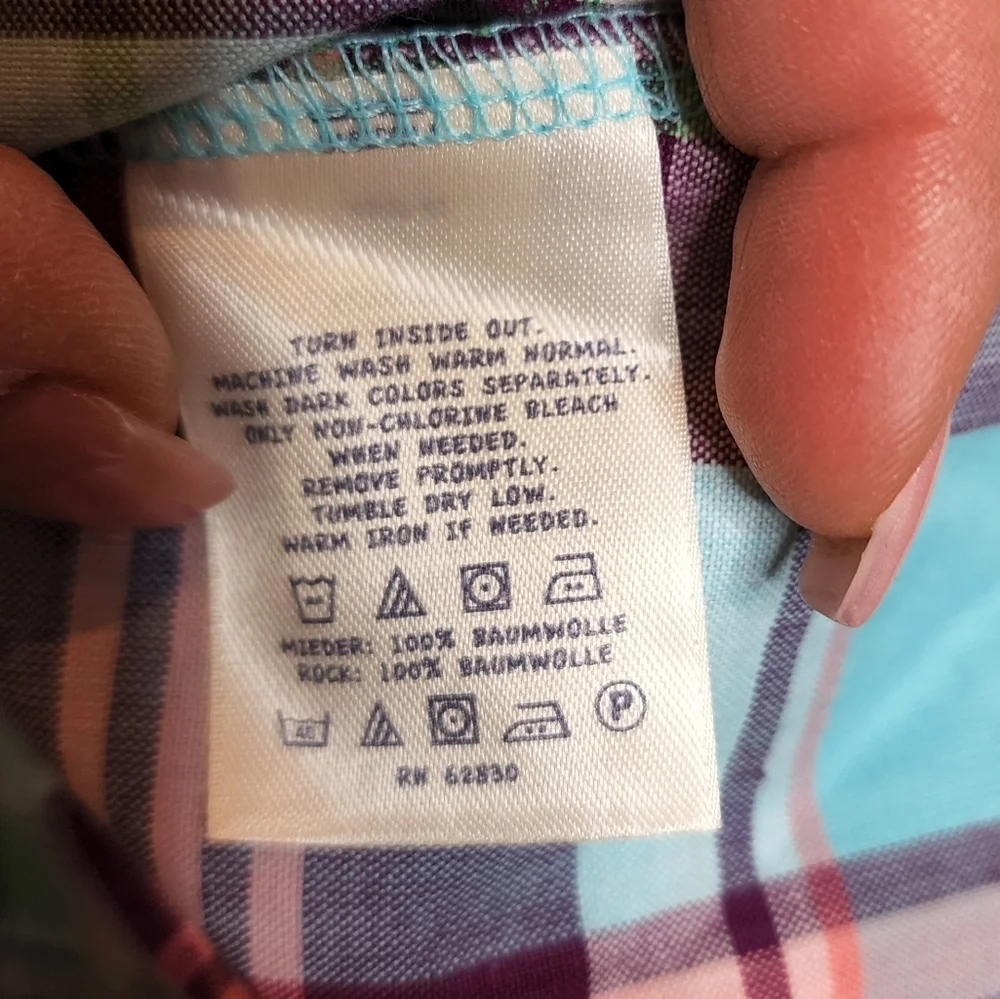 NWT Lands' End Dress 100% Cotton Sleeveless Blue Plaid Kids Youth Size‎ 14